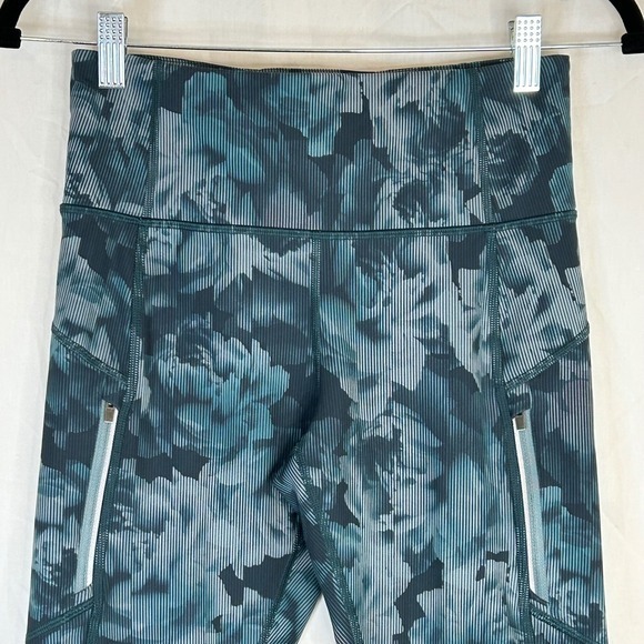 Athleta Rainier Leggings Women's Size Small Floral Blue Green - Picture 2 of 13